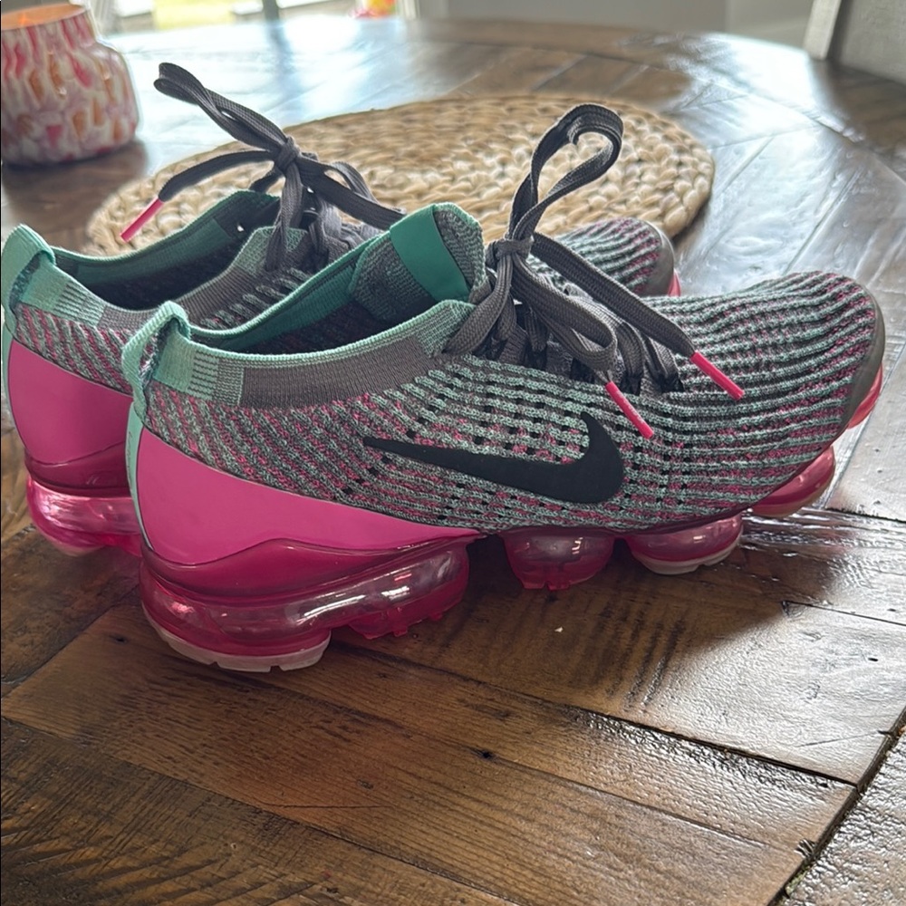 Nike Flyknit Sneakers - Pink, Gray, and Green